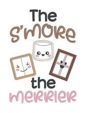 Load image into Gallery viewer, S&#39;More The Merrier Applique machine embroidery design (4 sizes included) DIGITAL DOWNLOAD