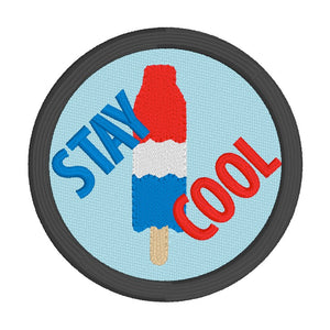 Stay Cool patch machine embroidery design (2 sizes included) DIGITAL DOWNLOAD