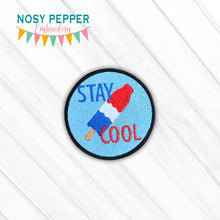 Load image into Gallery viewer, Stay Cool patch machine embroidery design (2 sizes included) DIGITAL DOWNLOAD