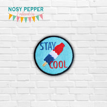 Load image into Gallery viewer, Stay Cool patch machine embroidery design (2 sizes included) DIGITAL DOWNLOADStay Cool patch machine embroidery design (2 sizes included) DIGITAL DOWNLOAD