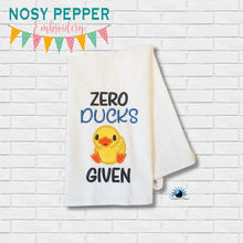 Load image into Gallery viewer, Zero Ducks Given applique machine embroidery design (4 sizes included) DIGITAL DOWNLOAD