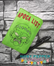 Load image into Gallery viewer, Apoca list Notebook cover (2 sizes available) machine embroidery design DIGITAL DOWNLOAD