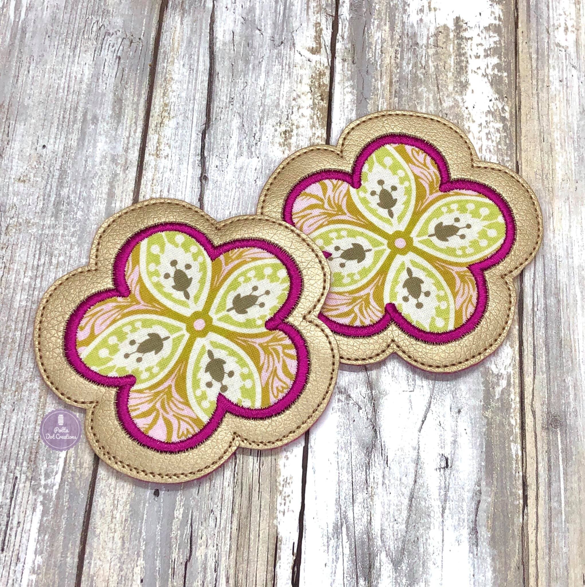 Flower Applique Coaster 4x4 machine embroidery design DIGITAL DOWNLOAD ...