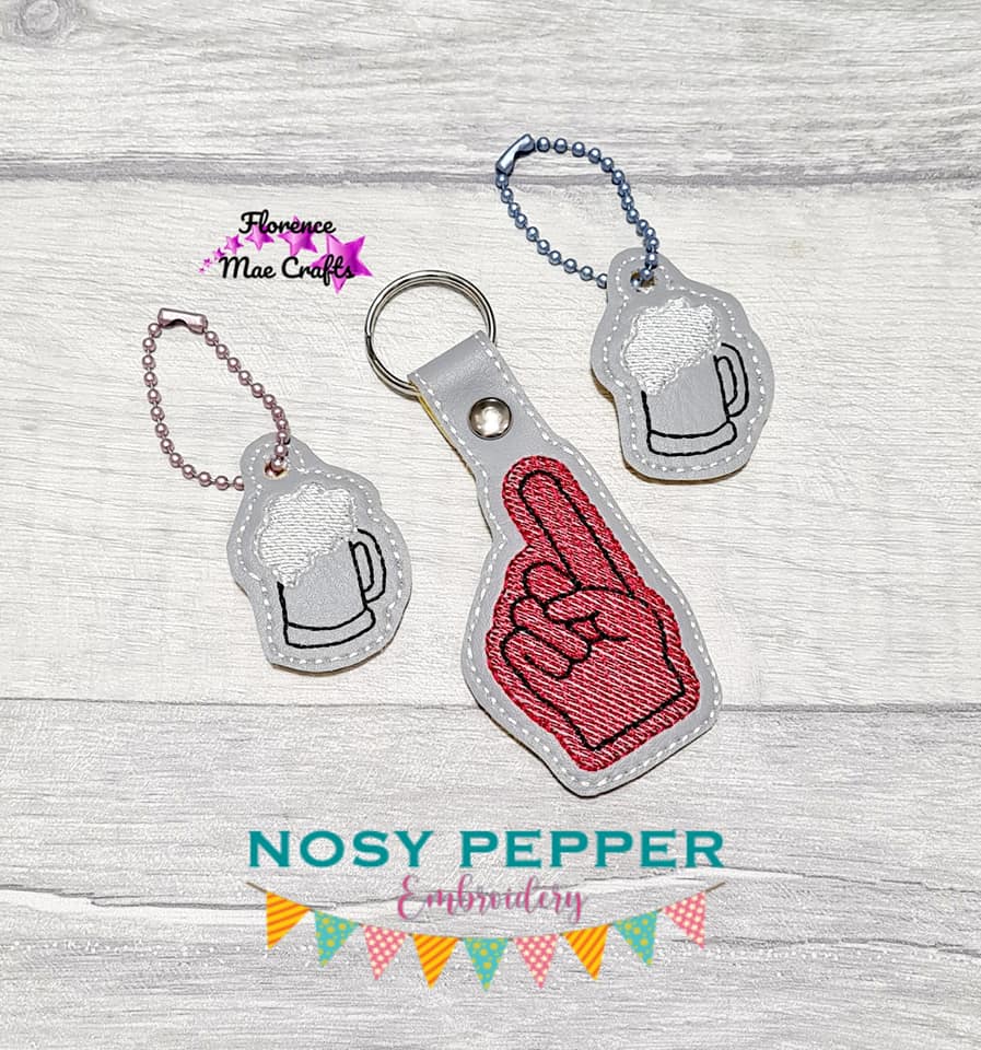 Foam finger snap tab and charm set machine embroidery design DIGITAL D ...