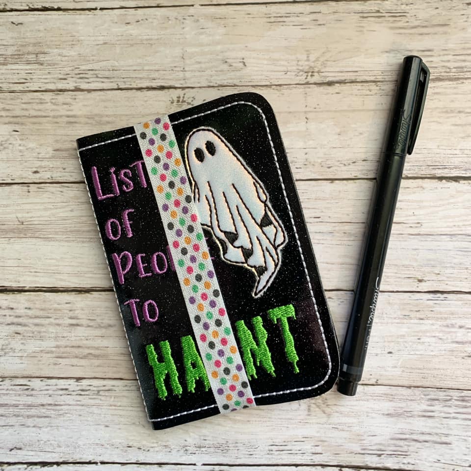 List of people to haunt notebook cover (2 sizes available) machine emb ...