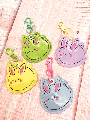 Squishy Bunny Snap tab and eyelet keyfob set of 2 designs (single and multi files included) machine embroidery design DIGITAL DOWNLOAD