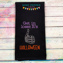 Load image into Gallery viewer, Get in Loser, It&#39;s Halloween machine embroidery design (4 sizes included) DIGITAL DOWNLOAD