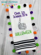 Load image into Gallery viewer, Get in Loser, It&#39;s Halloween machine embroidery design (4 sizes included) DIGITAL DOWNLOAD