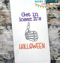 Load image into Gallery viewer, Get in Loser, It&#39;s Halloween machine embroidery design (4 sizes included) DIGITAL DOWNLOAD