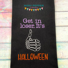 Load image into Gallery viewer, Get in Loser, It&#39;s Halloween machine embroidery design (4 sizes included) DIGITAL DOWNLOAD