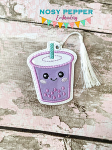 Boba applique bookmark/bag tag/ornament machine embroidery design DIGITAL DOWNLOAD