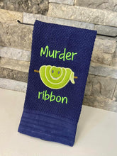 Load image into Gallery viewer, Murder Ribbon applique machine embroidery design (4 sizes included) DIGITAL DOWNLOAD