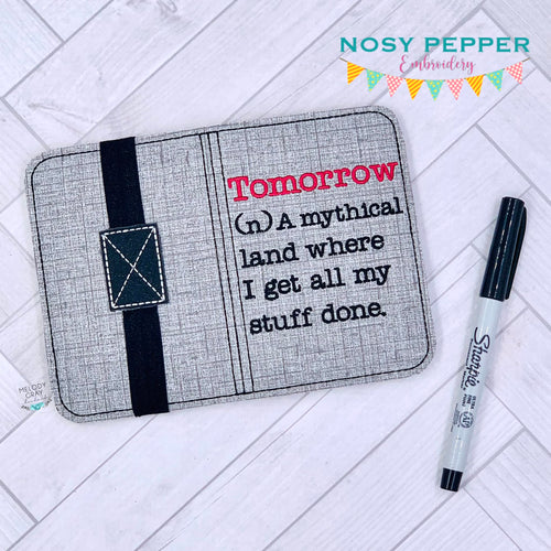 Tomorrow notebook cover (2 sizes available) machine embroidery design DIGITAL DOWNLOAD