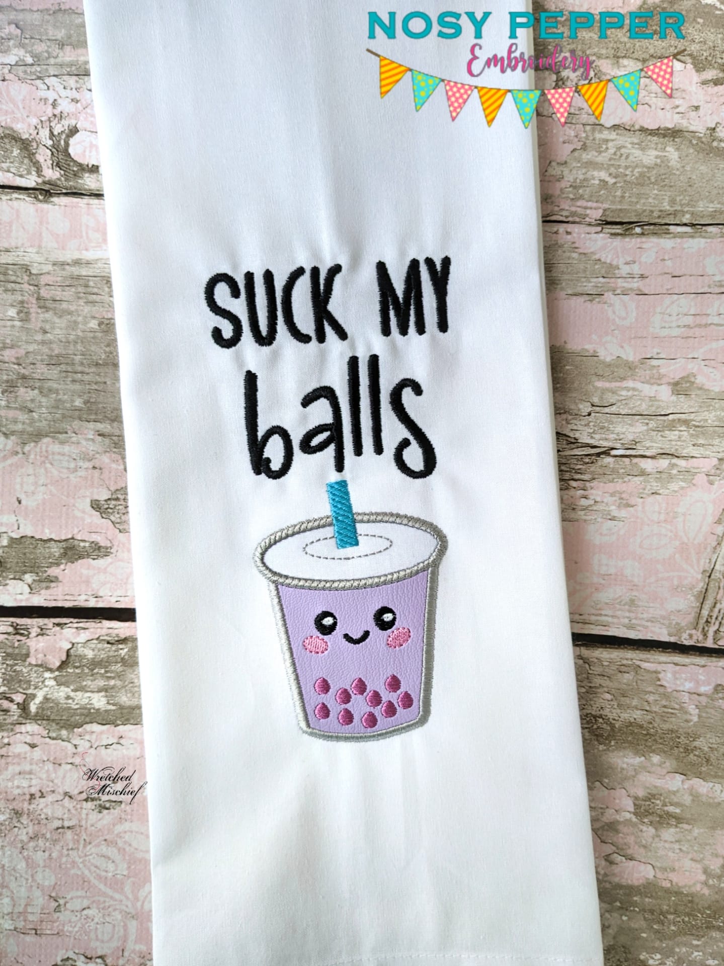 Suck My Balls applique machine embroidery design (4 sizes included) DI –  Nosy Pepper Patterns