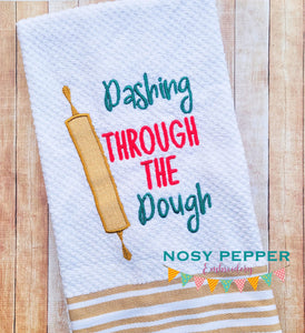 Dashing Through The Dough machine embroidery design (4 sizes and 2 versions included) DIGITAL DOWNLOAD