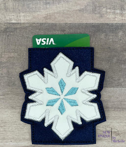Snowflake Applique Card holder 4x4 machine embroidery design DIGITAL DOWNLOAD