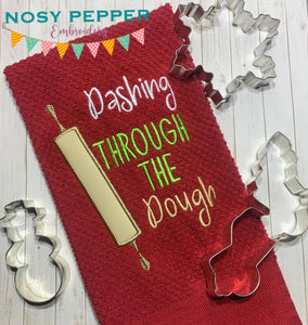 Dashing Through The Dough machine embroidery design (4 sizes and 2 versions included) DIGITAL DOWNLOAD