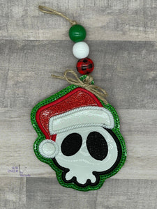 Santa Skull Applique ornament machine embroidery design DIGITAL DOWNLOAD