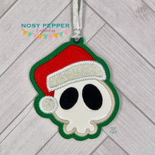 Load image into Gallery viewer, Santa Skull Applique ornament machine embroidery design DIGITAL DOWNLOAD