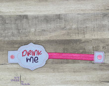 Load image into Gallery viewer, Drink Me bottle band machine embroidery design DIGITAL DOWNLOAD