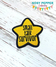 Load image into Gallery viewer, Small Talk Survivor Patch machine embroidery design (2 sizes included) DIGITAL DOWNLOAD