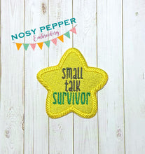 Load image into Gallery viewer, Small Talk Survivor Patch machine embroidery design (2 sizes included) DIGITAL DOWNLOAD