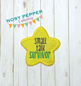 Small Talk Survivor Patch machine embroidery design (2 sizes included) DIGITAL DOWNLOAD