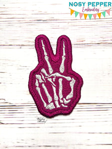 Peace Skeleton Patch machine embroidery design (2 sizes included) DIGITAL DOWNLOAD