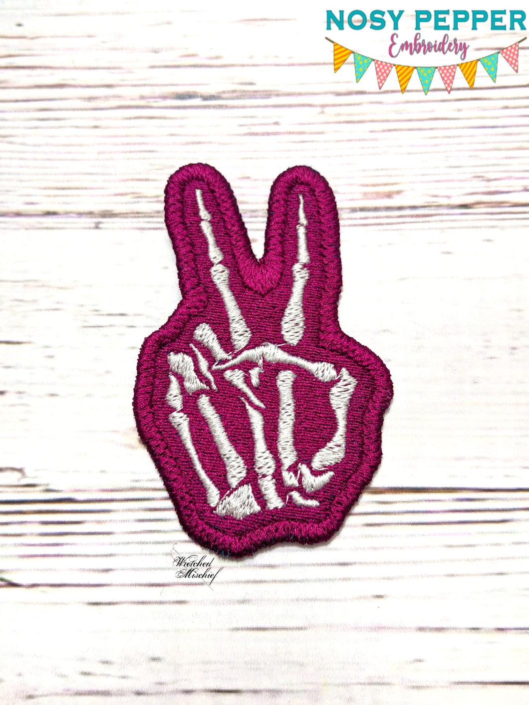 Peace Skeleton Patch machine embroidery design (2 sizes included) DIGITAL DOWNLOAD