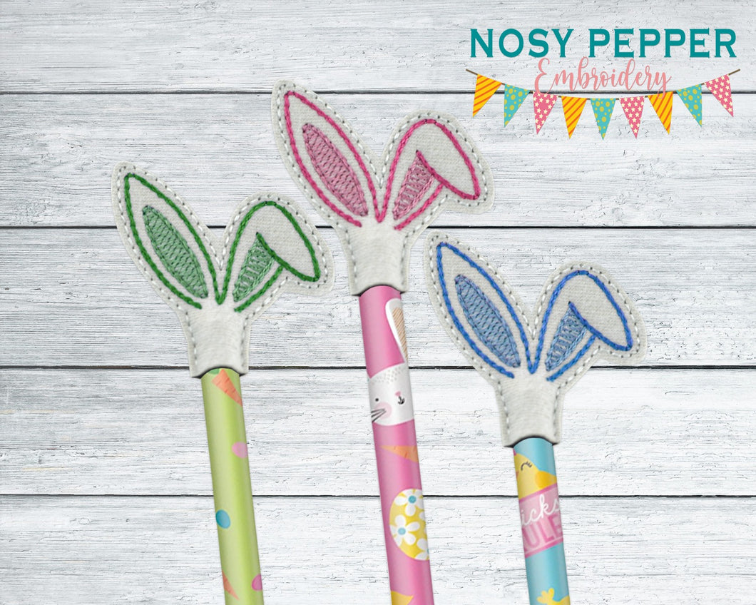 Bunny Ears pencil topper machine embroidery design (single and multi included) DIGITAL DOWNLOAD