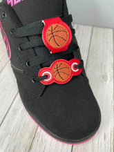 Load image into Gallery viewer, Basketball Shoe Charm machine embroidery design (3 versions included) DIGITAL DOWNLOAD