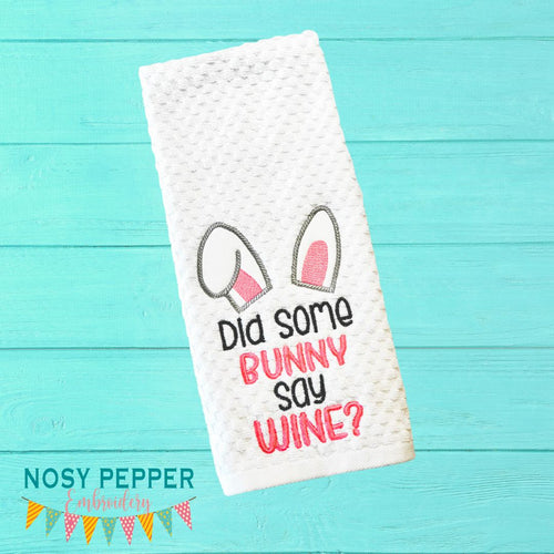 Did some bunny say wine applique machine embroidery design (4 sizes included) DIGITAL DOWNLOAD