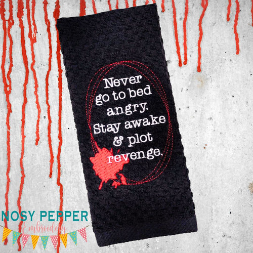 Never Go To Bed Angry machine embroidery design (4 sizes included) DIGITAL DOWNLOAD