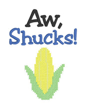 Load image into Gallery viewer, Aw, Shucks! machine embroidery design (5 sizes included) DIGITAL DOWNLOAD