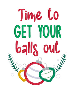 Balls Out applique machine embroidery design (4 sizes included) DIGITAL DOWNLOAD