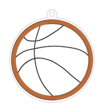 Load image into Gallery viewer, Basketball Applique bookmark/bag tag/ornament machine embroidery design DIGITAL DOWNLOAD