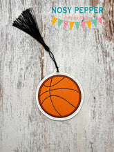 Load image into Gallery viewer, Basketball Applique bookmark/bag tag/ornament machine embroidery design DIGITAL DOWNLOAD