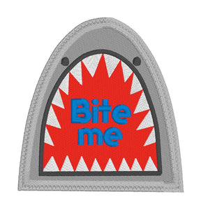Bite me Shark patch machine embroidery design DIGITAL DOWNLOAD