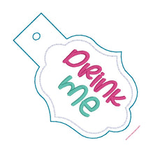 Load image into Gallery viewer, Drink Me bottle band machine embroidery design DIGITAL DOWNLOAD