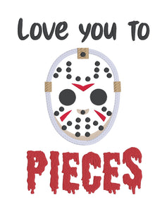 Love You To Pieces Appliqué machine embroidery design (4 sizes available) DIGITAL DOWNLOAD