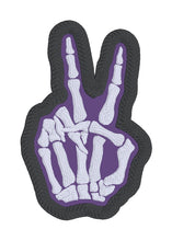 Load image into Gallery viewer, Peace Skeleton Patch machine embroidery design (2 sizes included) DIGITAL DOWNLOAD