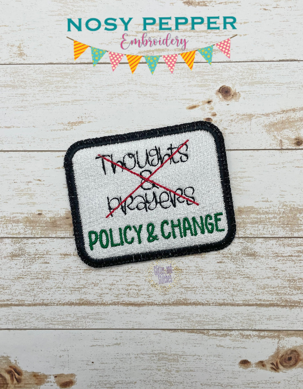 Policy and Change Patch machine embroidery design