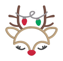 Load image into Gallery viewer, Reindeer Lights machine embroidery design (5 sizes and 2 versions included) DIGITAL DOWNLOAD