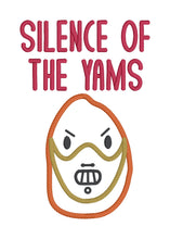 Load image into Gallery viewer, Silence of the Yams machine embroidery design (4 sizes and 2 versions included) DIGITAL DOWNLOAD