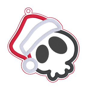 Santa Skull Applique ornament machine embroidery design DIGITAL DOWNLOAD