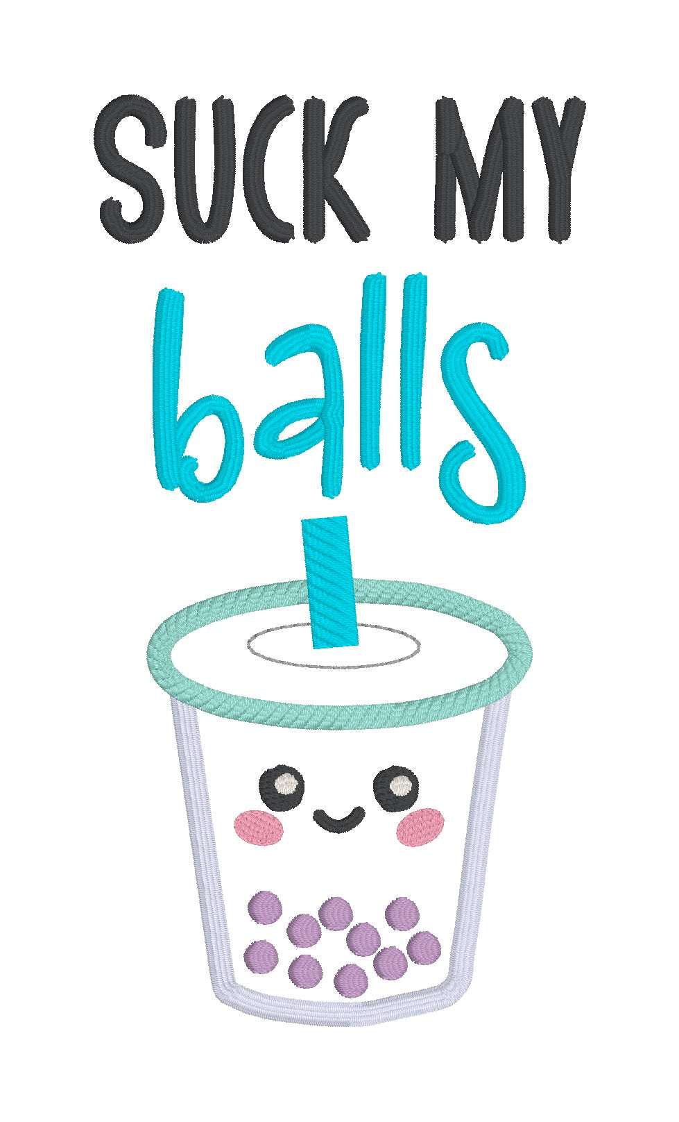 Suck My Balls applique machine embroidery design (4 sizes included) DI –  Nosy Pepper Patterns