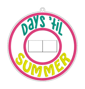 Summer Advent countdown ITH Sign 5x7 Hoop machine embroidery design DIGITAL DOWNLOAD